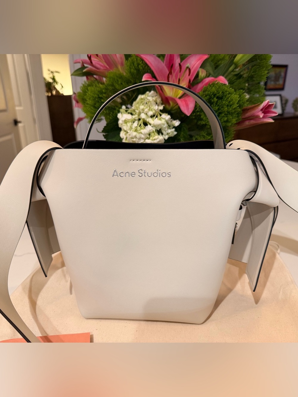 Acne Studios White Leather Tote Bag